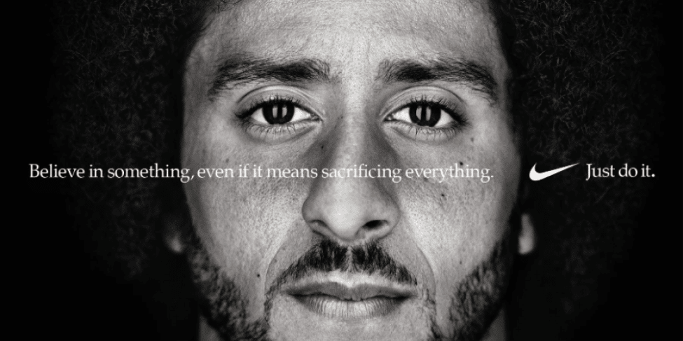 Nike Campaign Image of Colin Kaepernick with overlaid text stating 
